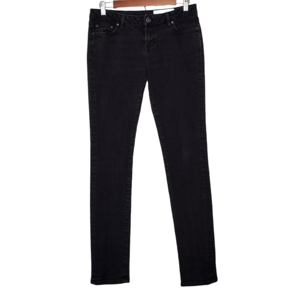 All Saints Spitalfields Women's Black Denim Pipe Skinny Low Rise Jeans Sz 30/32 - Picture 1 of 16